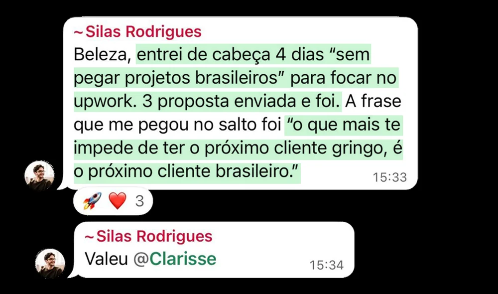 Aluno enviou a proposta e fechou o projeto gringo