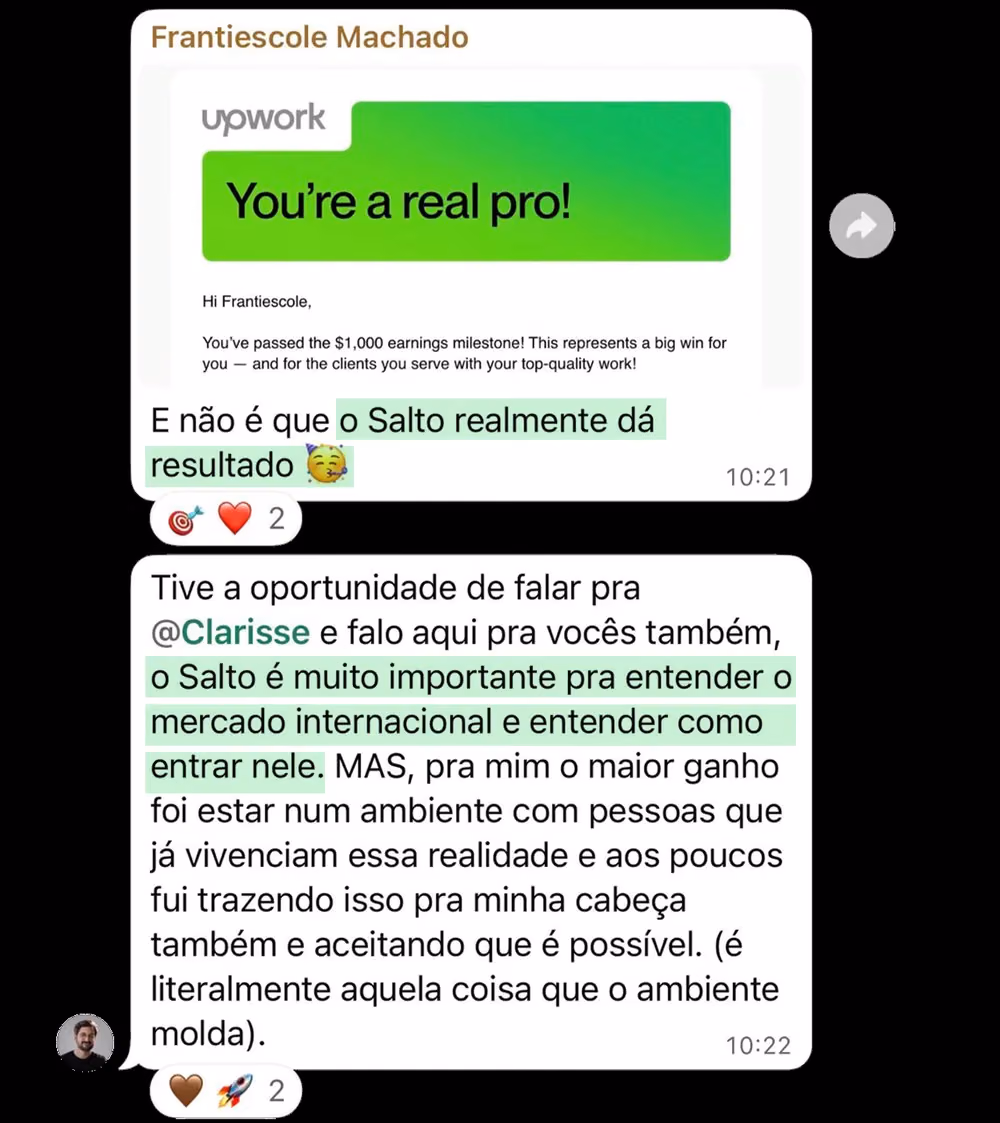 Aluna confirmando que o Salto realmente funciona